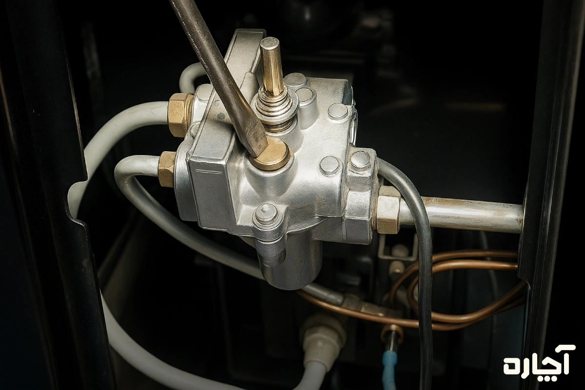 تنظیم محدد شمعک برای رفع علت کم شدن شعله بخاری گازی